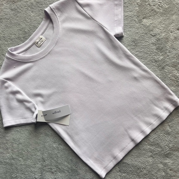 Aritzia Tops - NWT Aritzia Wilfred Free Go To Ribbed Crewneck Tee T-Shirt Ice Lavender XS